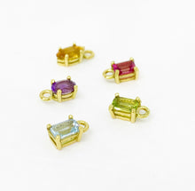 Load image into Gallery viewer, Color up our Twisted Earrings by adding a colorful gemstone to the hoop. You can mix or match different shapes for never ending combinations!