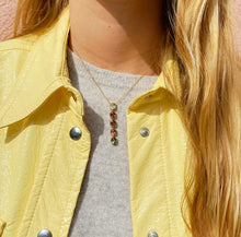 Load image into Gallery viewer, Such a unique necklace. The colors are always chosen by Lauren from Studio D'Anvers herself because the gemstones of our rainbow earrings are not only rare but also hard to find. This is a real treasure, one of a kind!