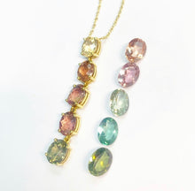 Load image into Gallery viewer, Such a unique necklace. The colors are always chosen by Lauren from Studio D'Anvers herself because the gemstones of our rainbow earrings are not only rare but also hard to find. This is a real treasure!
