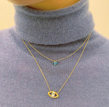 Load image into Gallery viewer, Elegant, classy, subtle, timeless but oh so fun with this marquise pendant. Layer them with all of our differents designs. Perfect for everyday, every occasion and character. We just can't get enough of these handmade necklaces with colorful handpicked gemstones. This marquise necklace is layered with our eye-necklace.