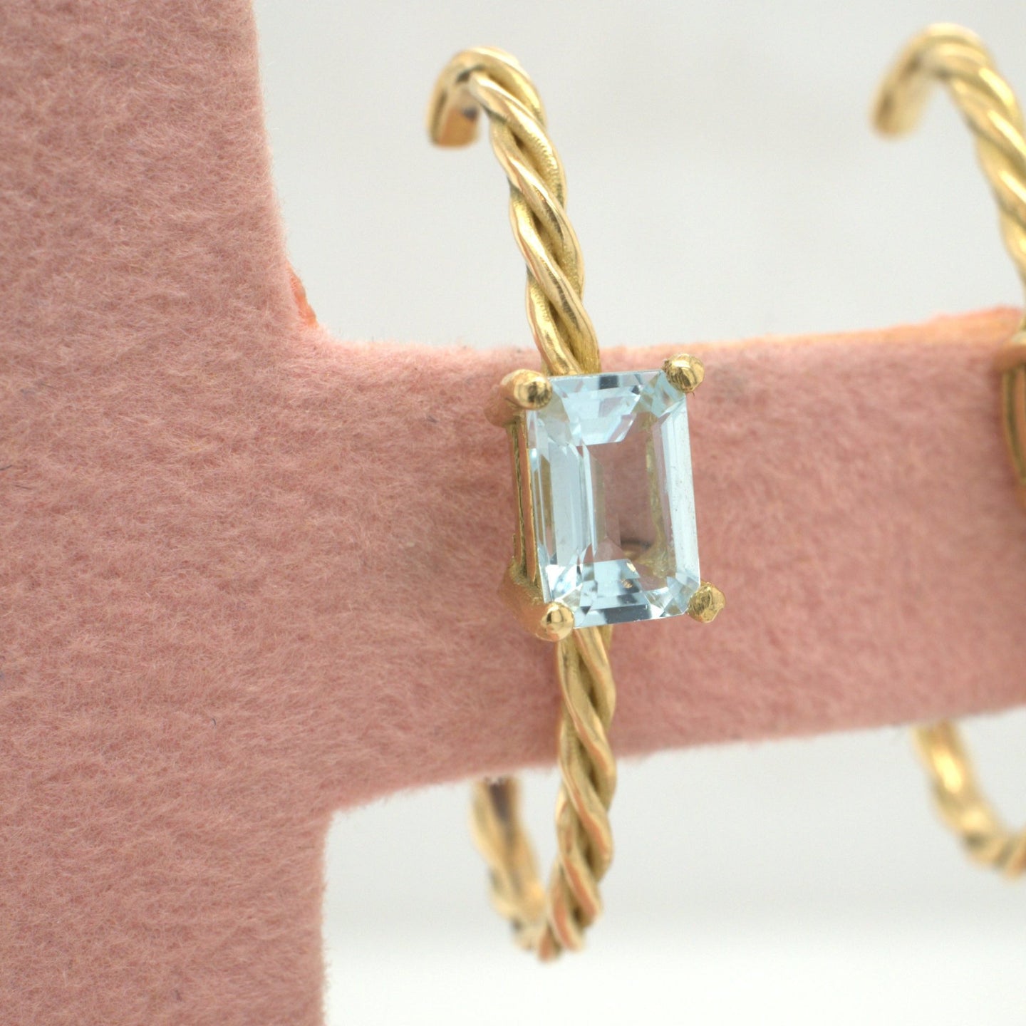 Ring Earring Rectangle Sky Blue Topaz