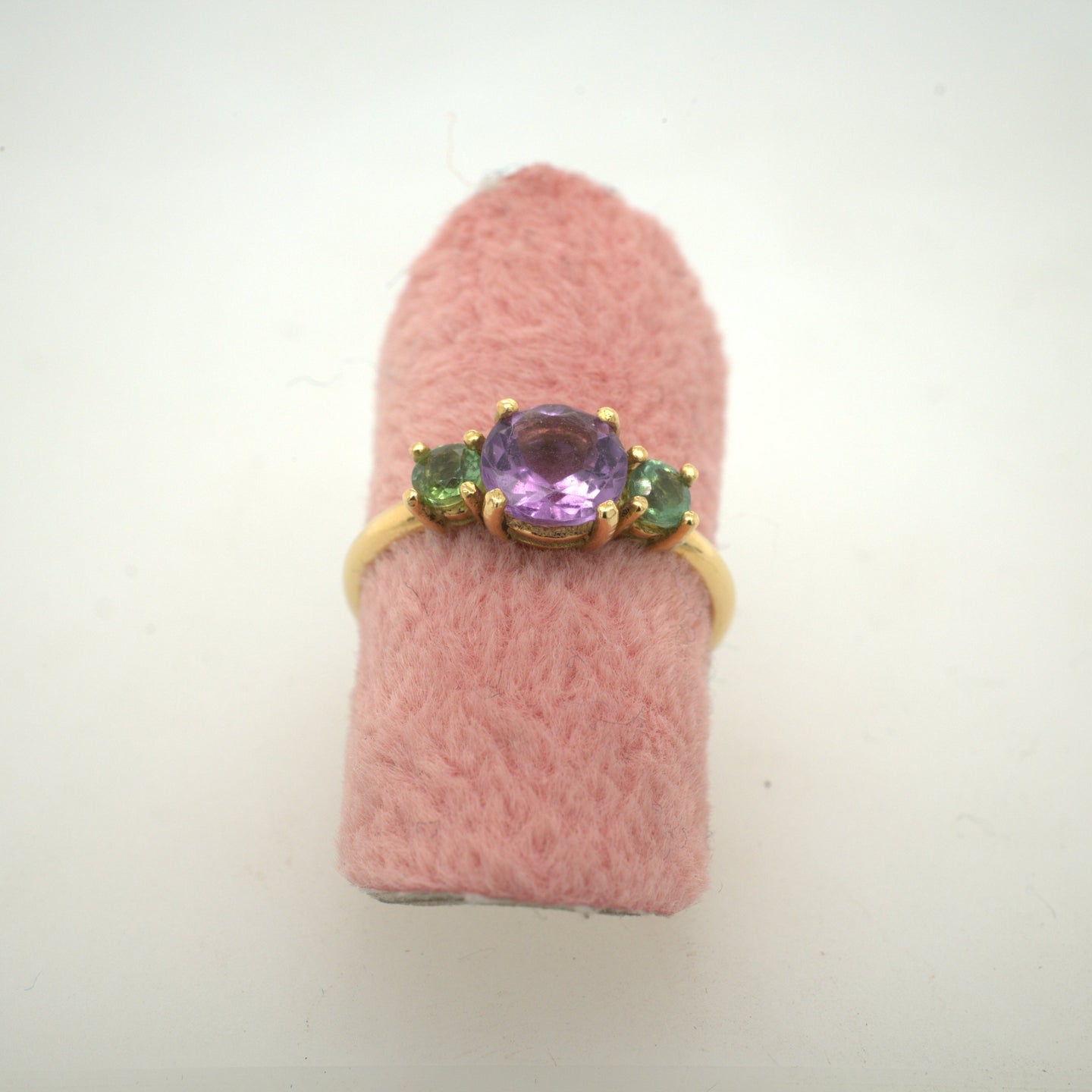 3 Stones Ring Amethyst & Peridot Size 49