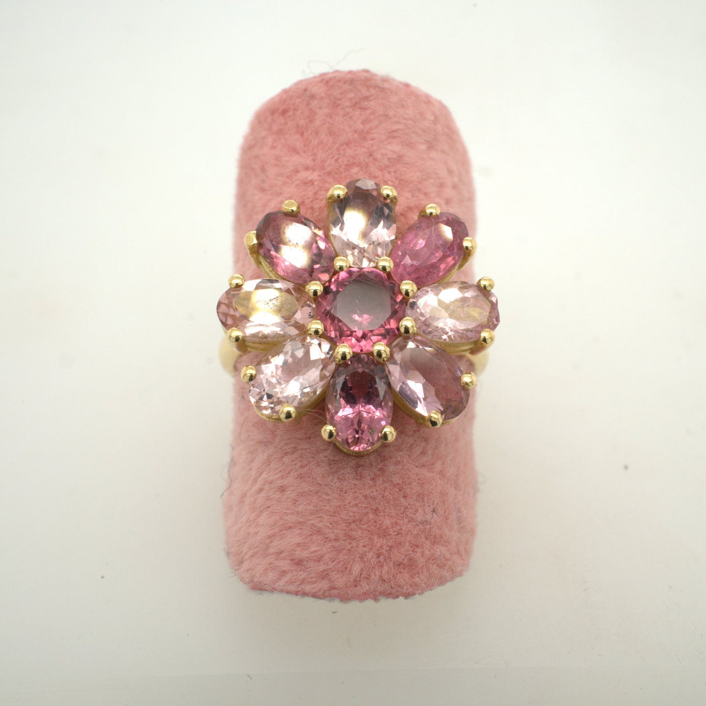 Mosaic Flower Ring Pink Tourmaline Size 51