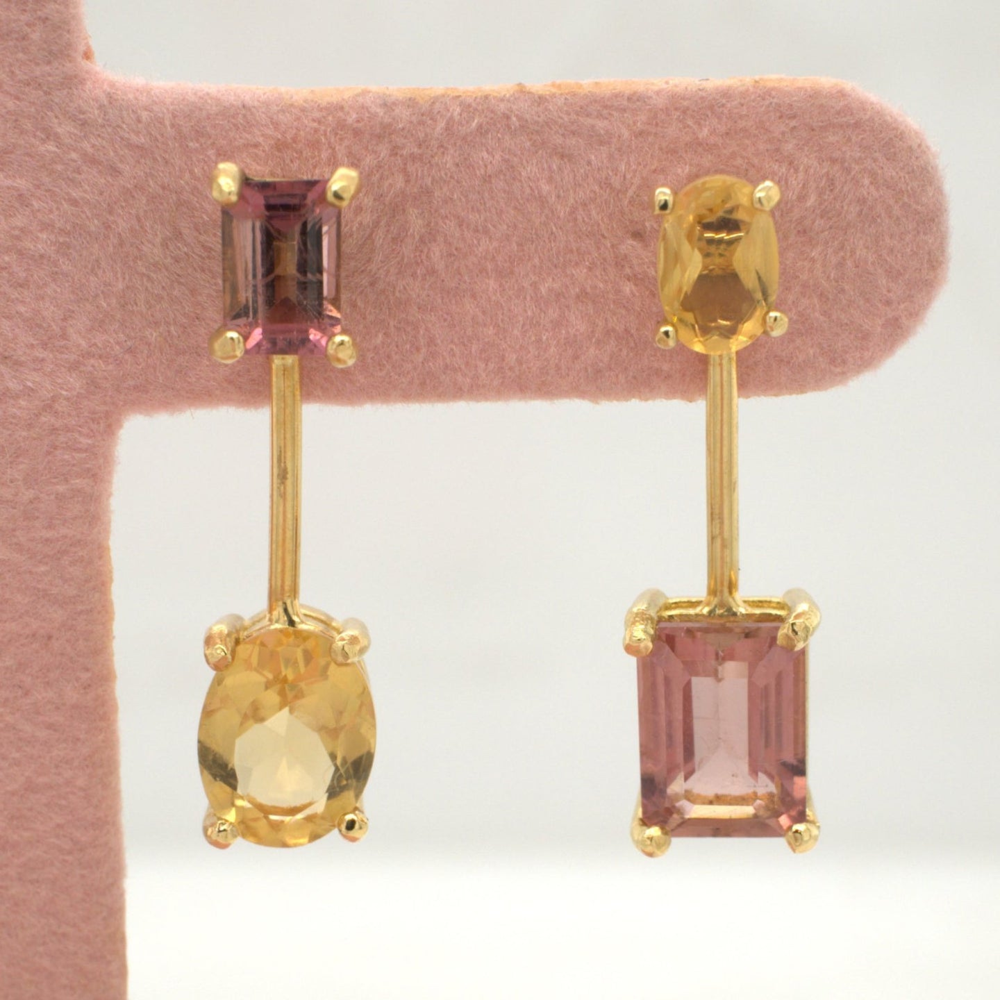 Big City Earrings Short Citrine & Pink Tourmaline