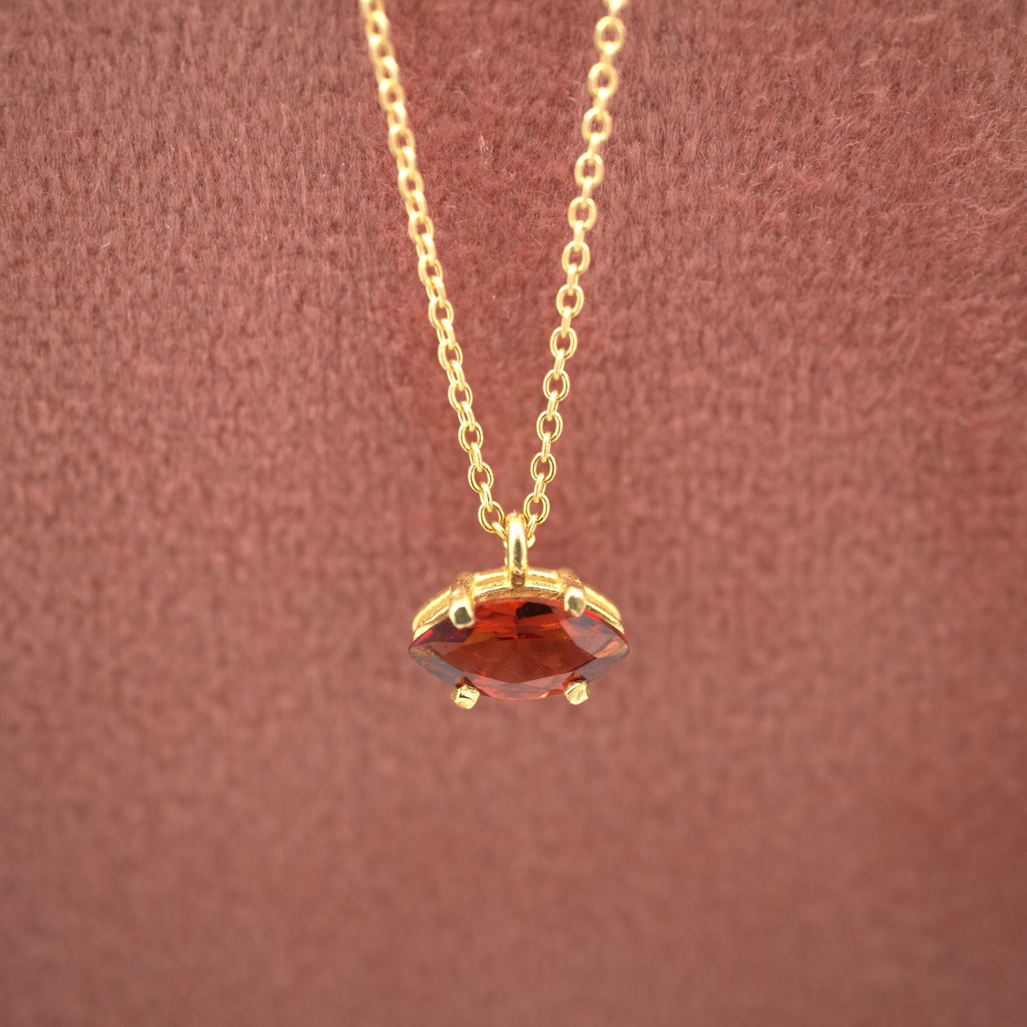 Marquise Horizontal Necklace Garnet