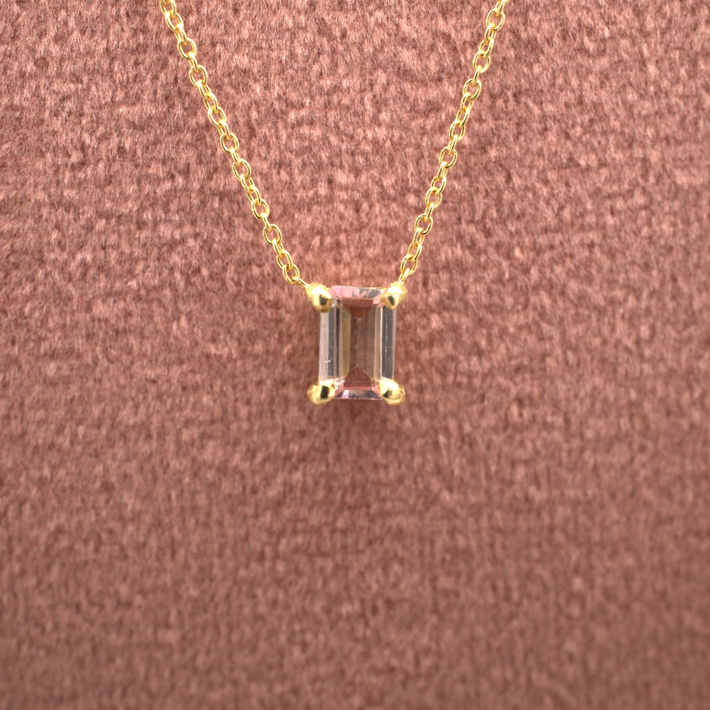 Rectangle Necklace Pink Tourmaline