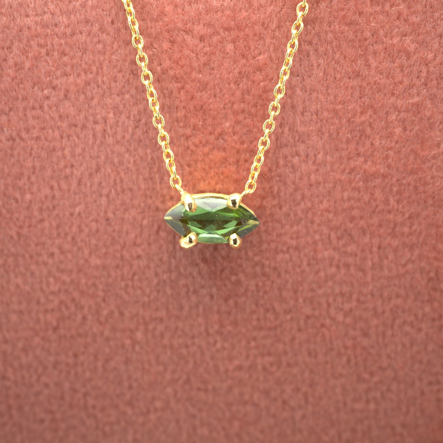 Marquise Horizontal Necklace Green Tourmaline