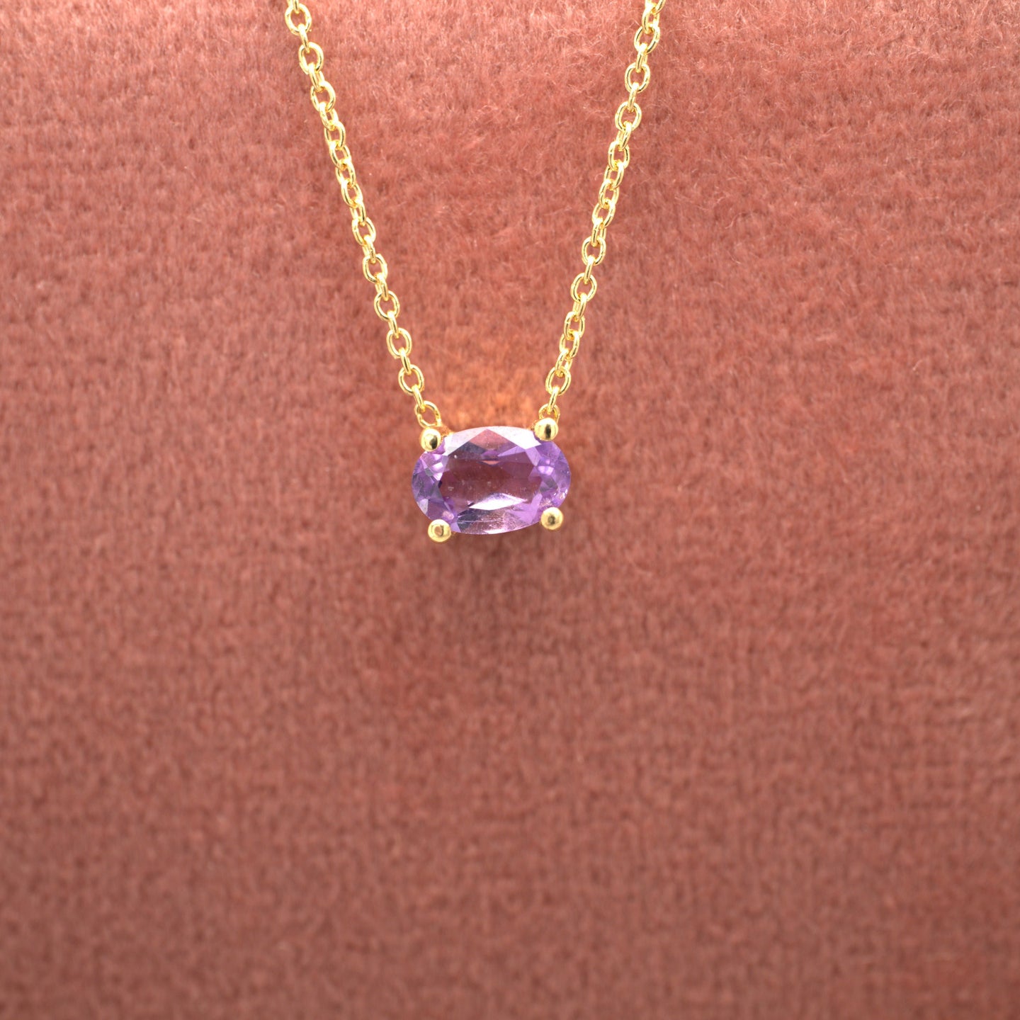 Oval Necklace Horizontal Amethyst