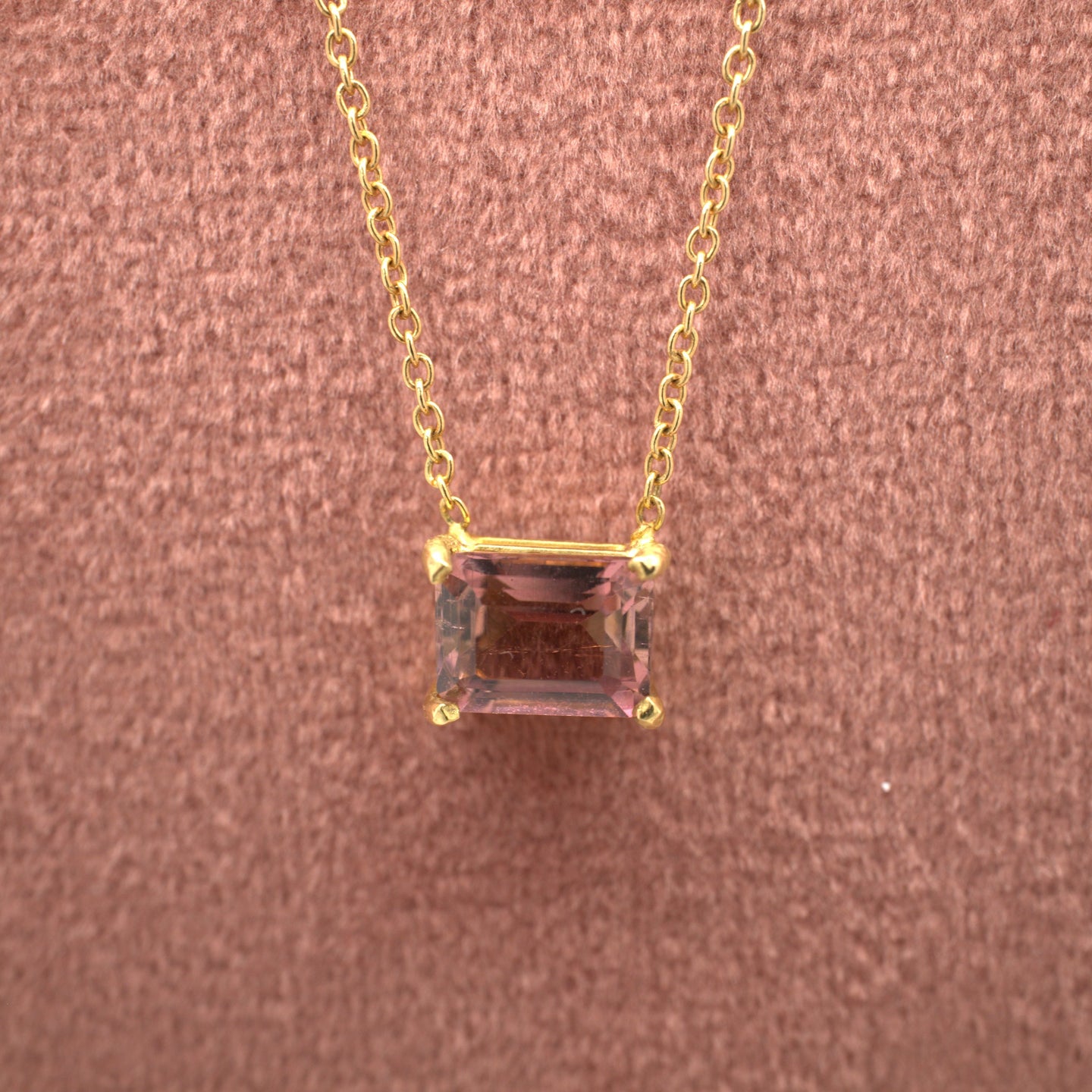 Big City Necklace Rectangle Horizontal Pink Tourmaline