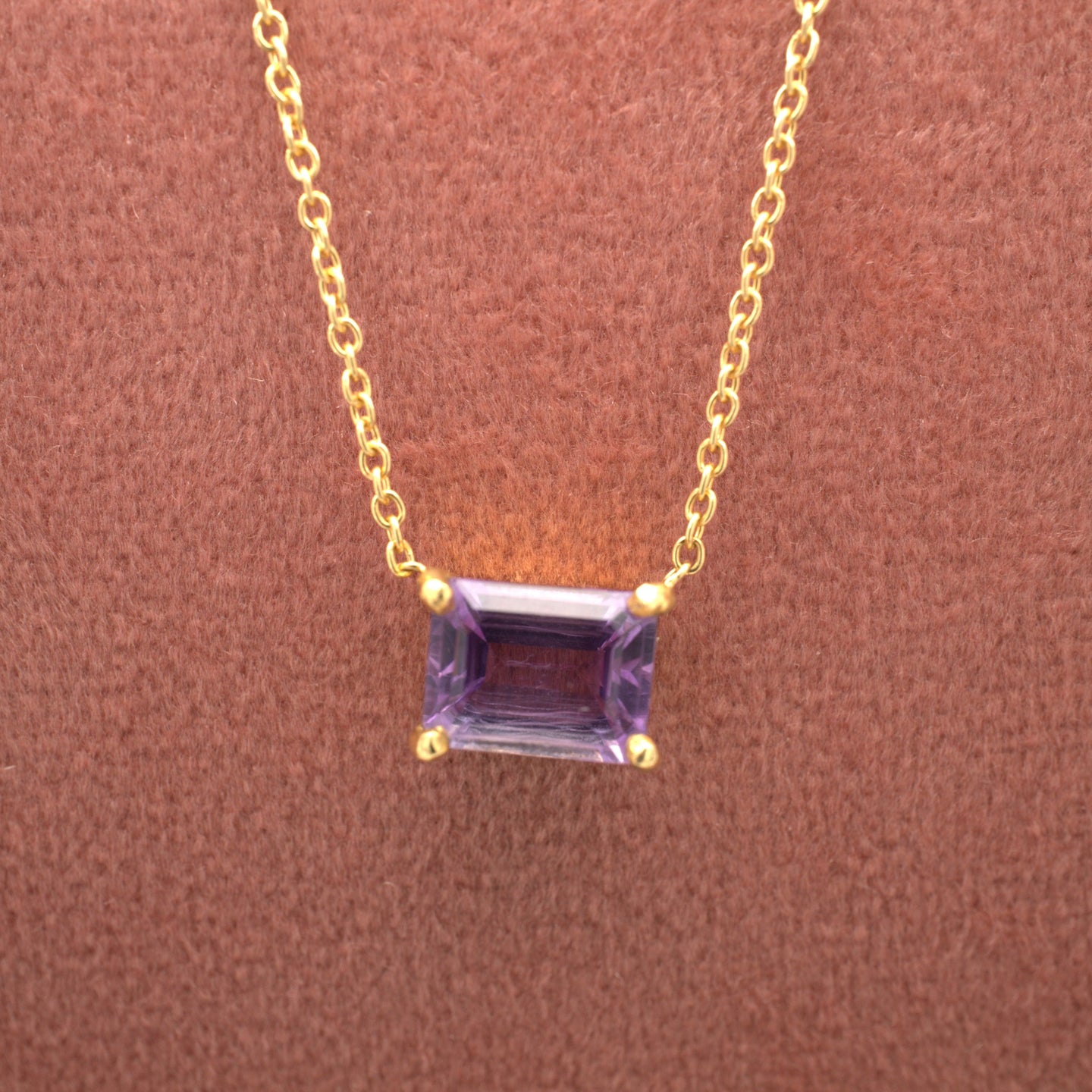 Big City Necklace Rectangle Horizontal Amethyst