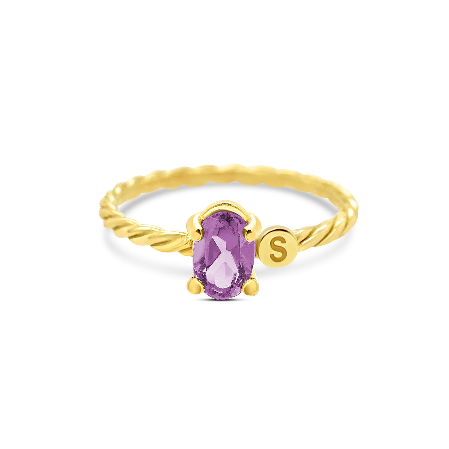 Twisted Initial Oval Ring