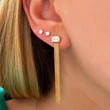 Load image into Gallery viewer, A beautiful pair of long lab grown diamonds earrings and two diamond solitaire studs.
